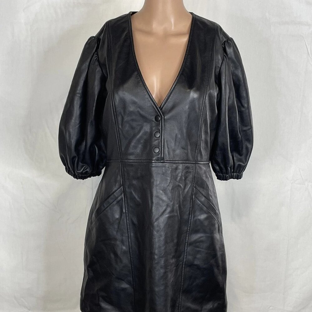 Muubaa Women’s Katie Puff Sleeve Mini Dress Size 6 – Black